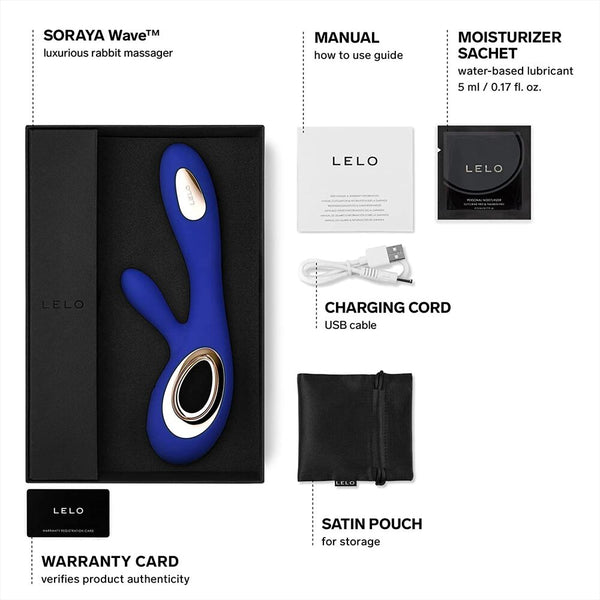 Lelo Soraya Wave Midnight Blue Dual Rechargeable Vibrator - Eroticon Ltd