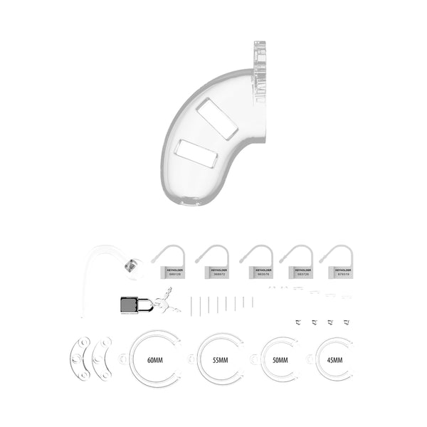 Man Cage 10 Male 3.5 Inch Clear Chastity Cage With Anal Plug - Eroticon Ltd