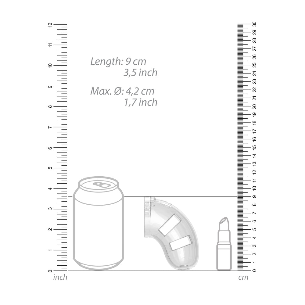 Man Cage 10 Male 3.5 Inch Clear Chastity Cage With Anal Plug - Eroticon Ltd