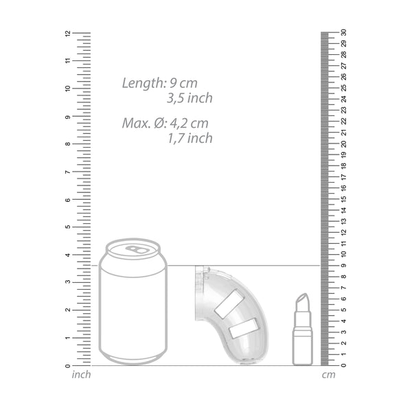 Man Cage 10 Male 3.5 Inch Clear Chastity Cage With Anal Plug - Eroticon Ltd