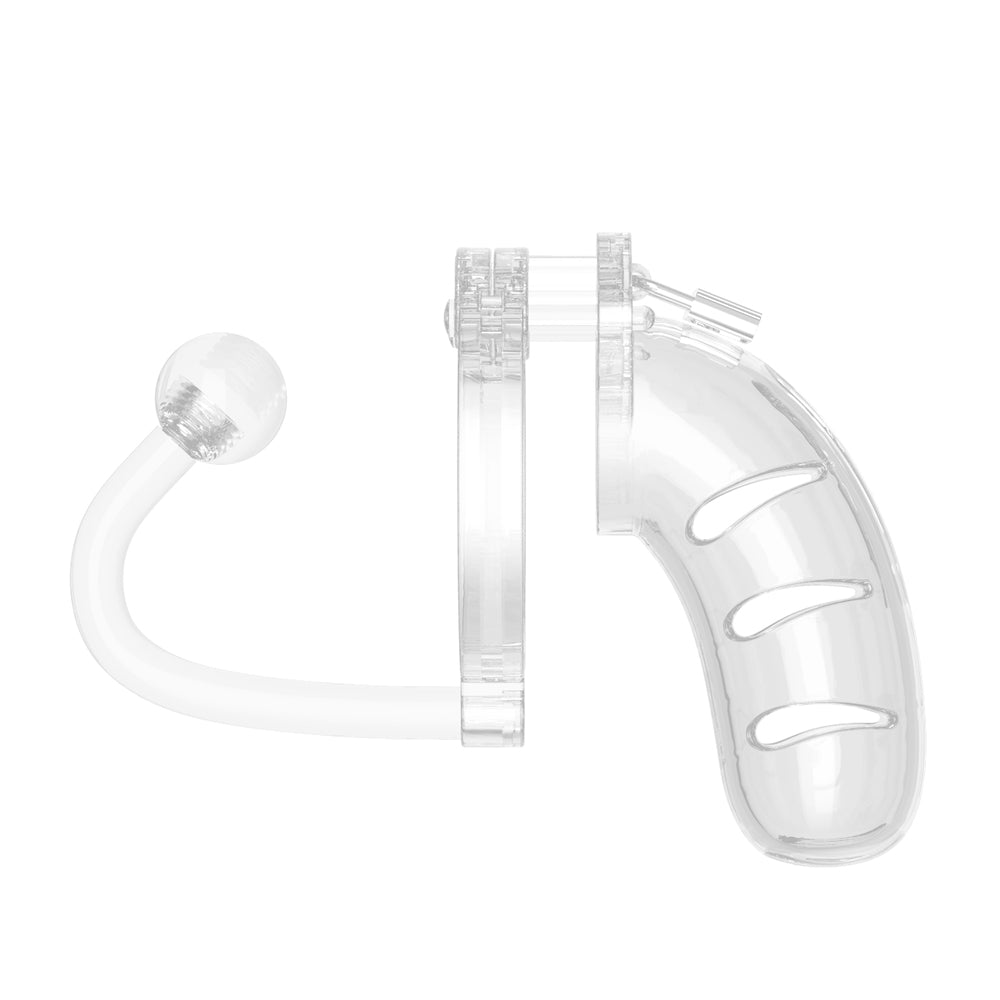 Man Cage 11 Male 4.5 Inch Clear Chastity Cage With Anal Plug - Eroticon Ltd