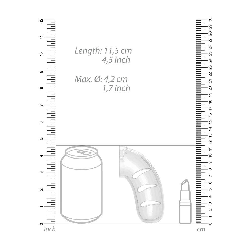 Man Cage 11 Male 4.5 Inch Clear Chastity Cage With Anal Plug - Eroticon Ltd