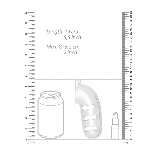 Man Cage 12 Male 5.5 Inch Clear Chastity Cage With Anal Plug - Eroticon Ltd
