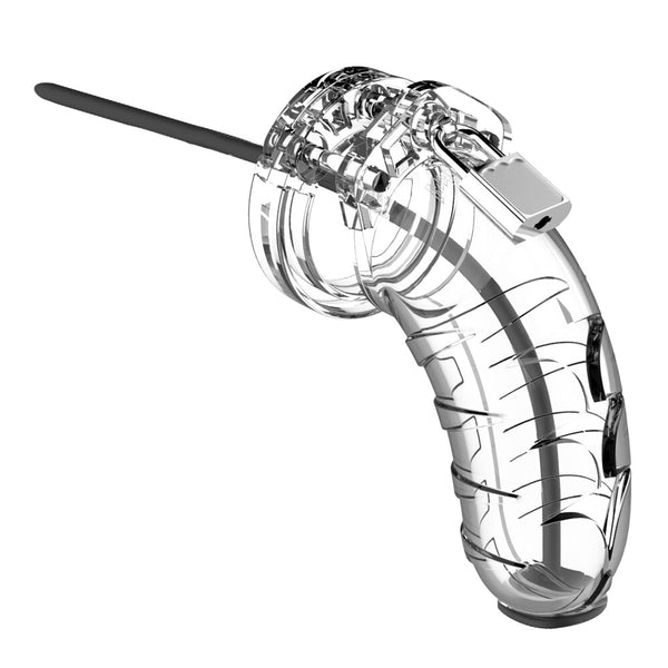 Man Cage 16 Male 4.5 Inch Clear Chastity Cage With Urethal Sound - Eroticon Ltd