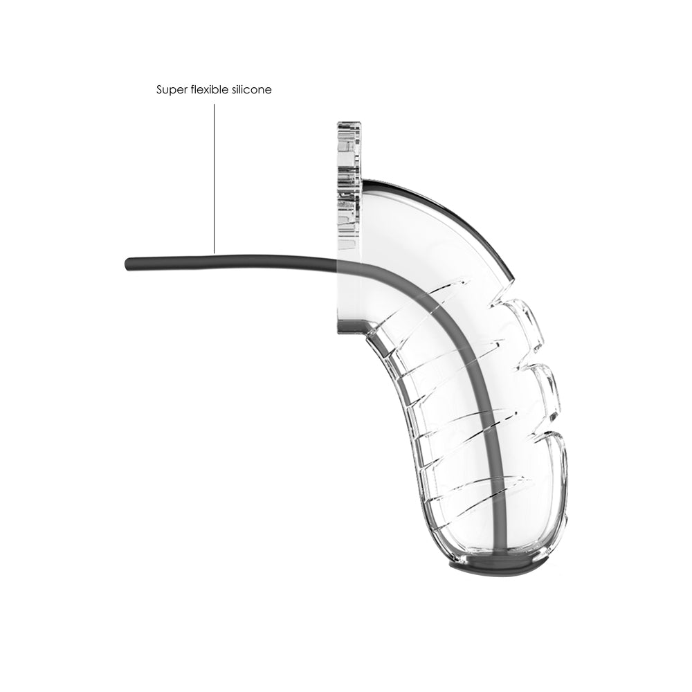 Man Cage 16 Male 4.5 Inch Clear Chastity Cage With Urethal Sound - Eroticon Ltd