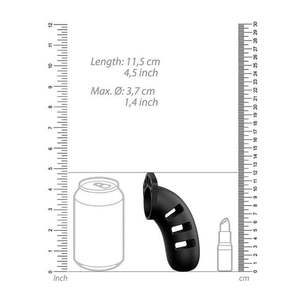 Man Cage 21 Male 4.5 Inch Black Silicone Chastity Cage - Eroticon Ltd