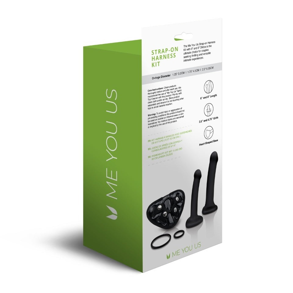 Me You Us Strap On Harness Kit With 6 And 8 Inch Dildos - Eroticon Ltd