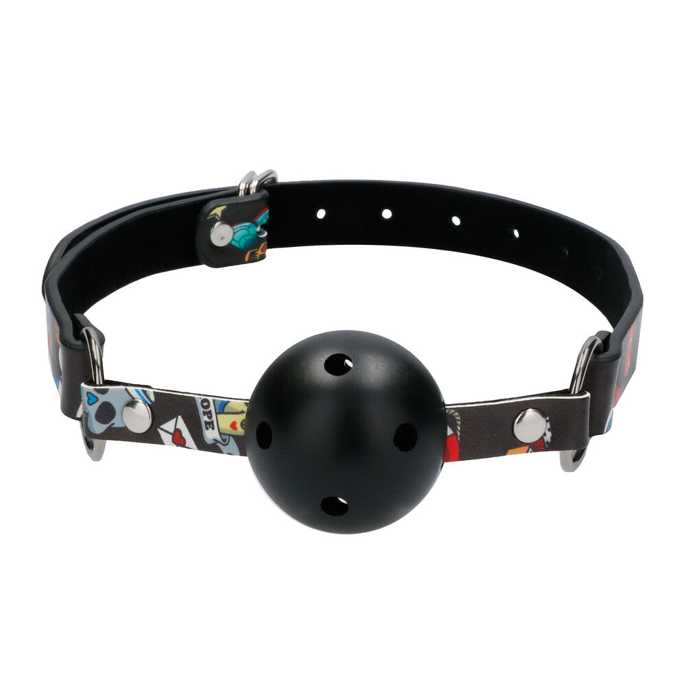 Ouch Breathable Ball Gag With Printed Leather Straps - Eroticon Ltd