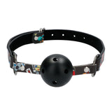 Ouch Breathable Ball Gag With Printed Leather Straps - Eroticon Ltd