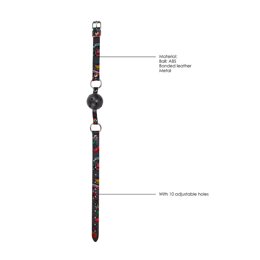 Ouch Breathable Ball Gag With Printed Leather Straps - Eroticon Ltd