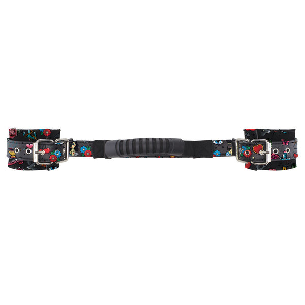 Ouch Old School Tattoo Printed Hand Cuffs With Handle - Eroticon Ltd