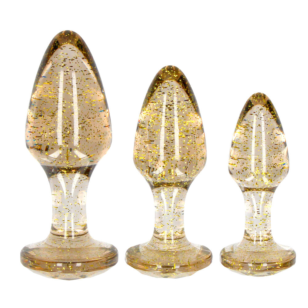 Ouch Golden Glitter Acrylic Butt Plug Set - Eroticon Ltd