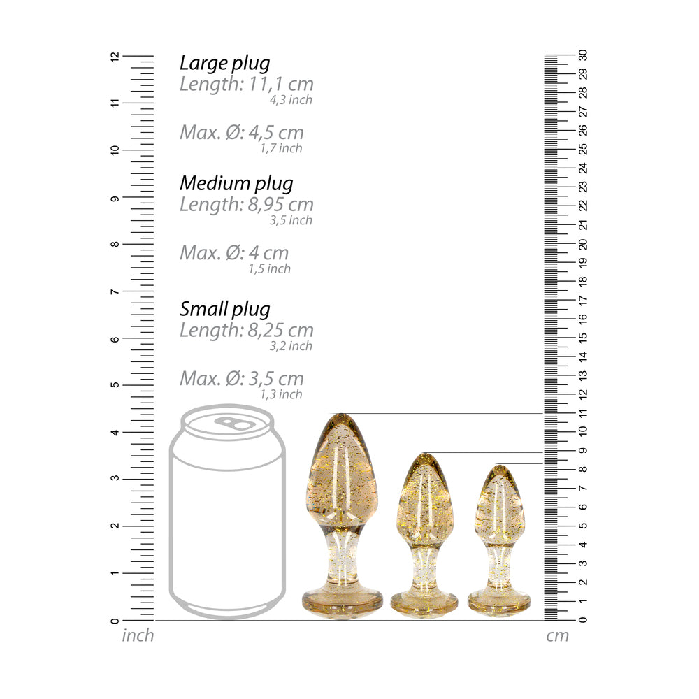 Ouch Golden Glitter Acrylic Butt Plug Set - Eroticon Ltd