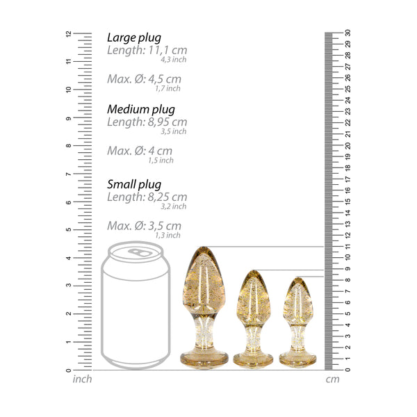 Ouch Golden Glitter Acrylic Butt Plug Set - Eroticon Ltd