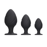 Ouch Silicone Swirled Butt Plug Set Black - Eroticon Ltd