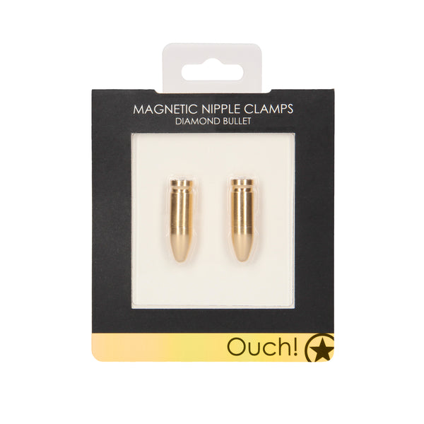 Ouch Magnetic Nipple Clamps Diamond Bullet Gold - Eroticon Ltd
