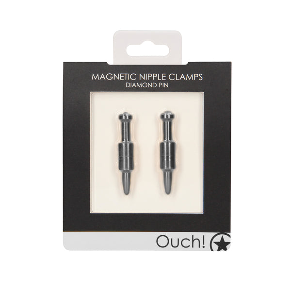 Ouch Magnetic Nipple Clamps Diamond Pin Grey - Eroticon Ltd