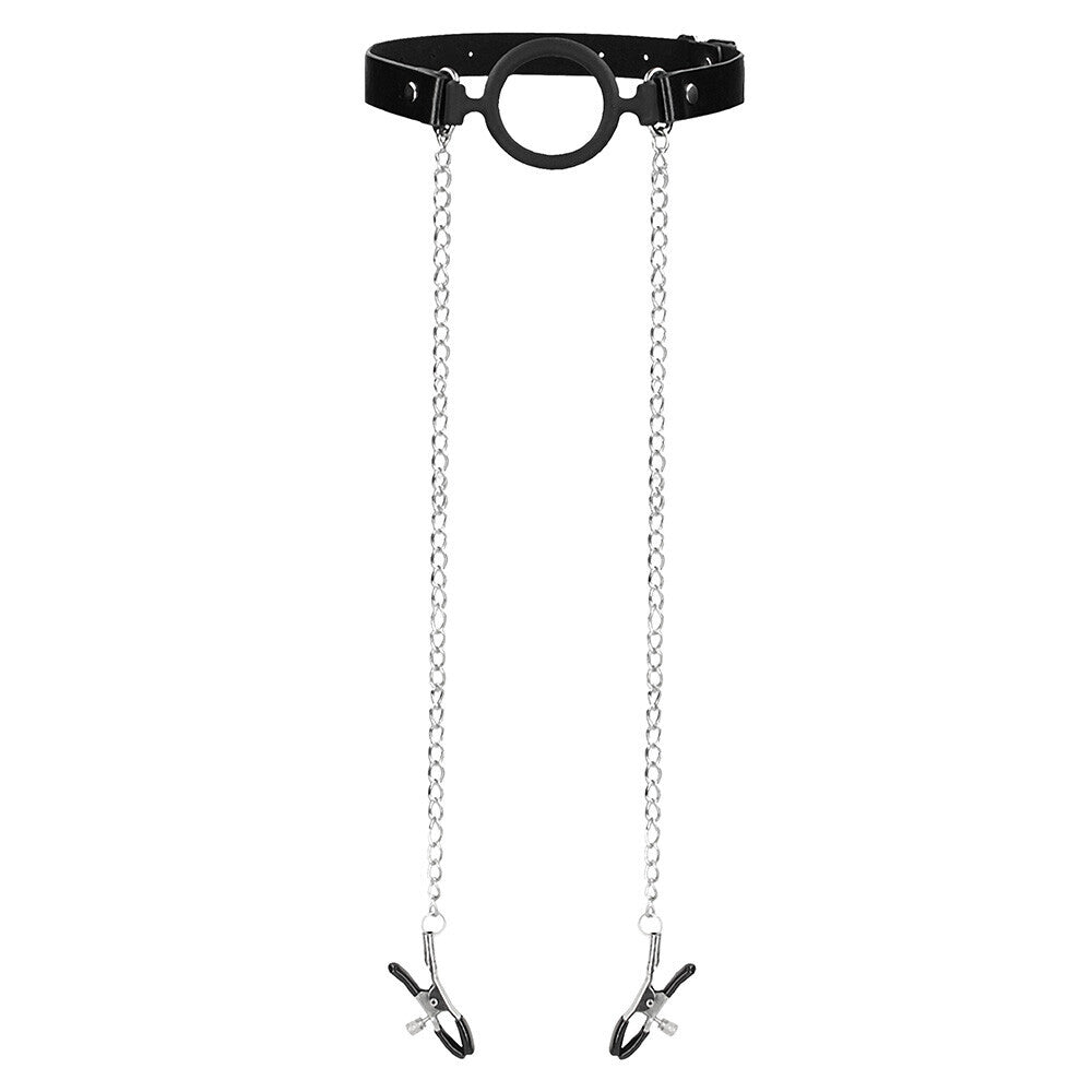Ouch O Ring Gag With Nipple Clamps - Eroticon Ltd