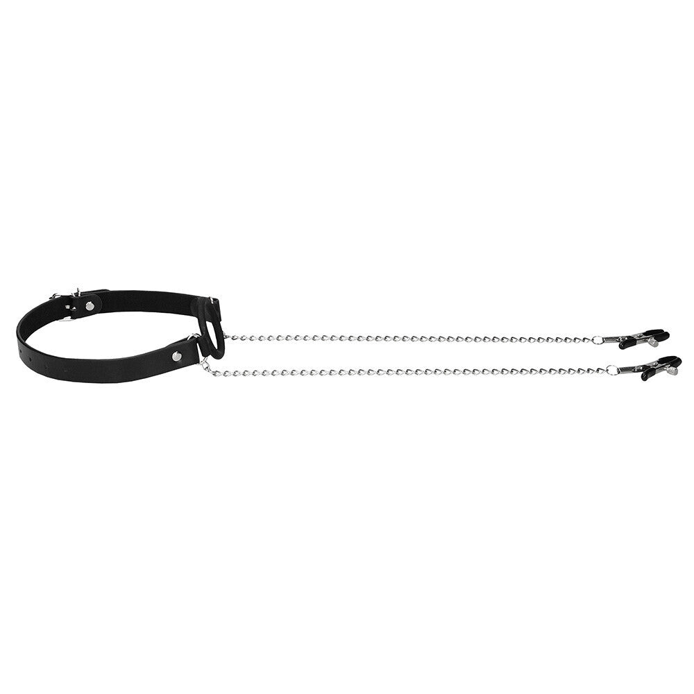 Ouch O Ring Gag With Nipple Clamps - Eroticon Ltd