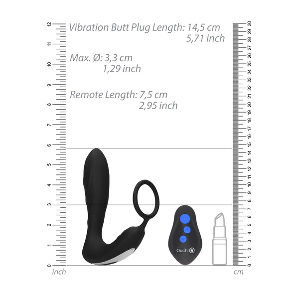Ouch E Stimulation And Vibration Butt Plug And Cock Ring - Eroticon Ltd
