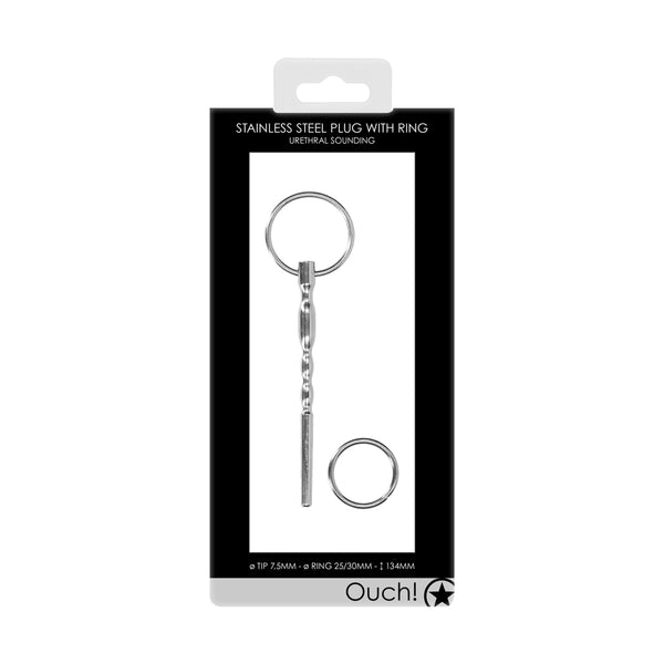 Ouch Stainless Steel Pug With Ring - Eroticon Ltd