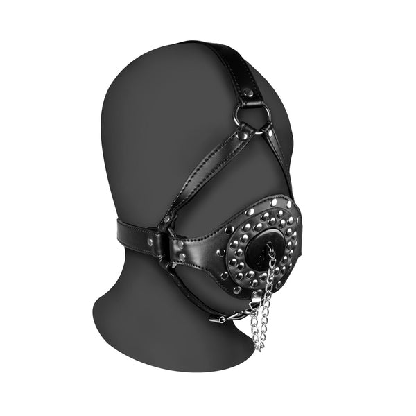 Open Mouth Gag Head Harness with Plug Stopper - Eroticon Ltd