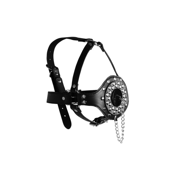 Open Mouth Gag Head Harness with Plug Stopper - Eroticon Ltd