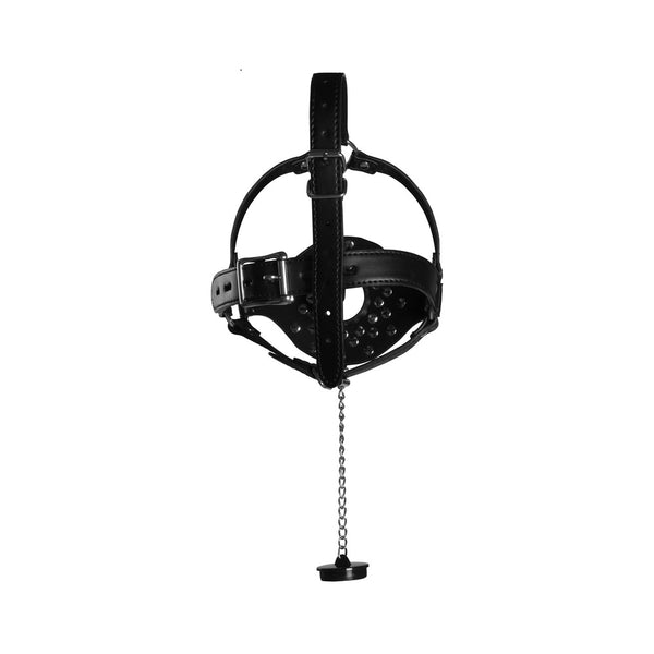 Open Mouth Gag Head Harness with Plug Stopper - Eroticon Ltd