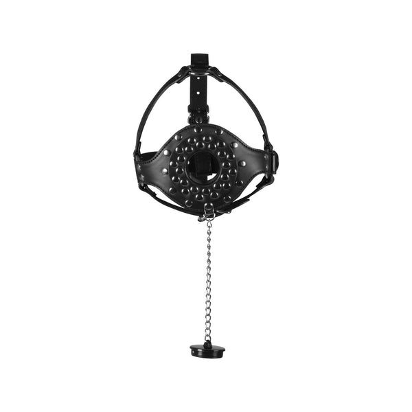 Open Mouth Gag Head Harness with Plug Stopper - Eroticon Ltd