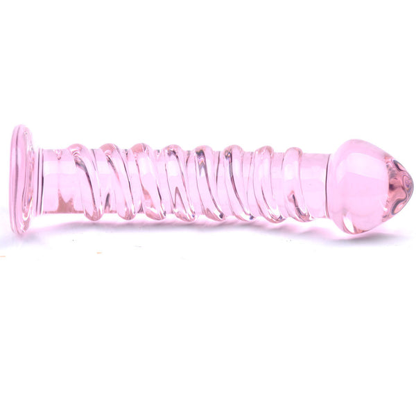 Textured Pink Glass Dildo - Eroticon Ltd