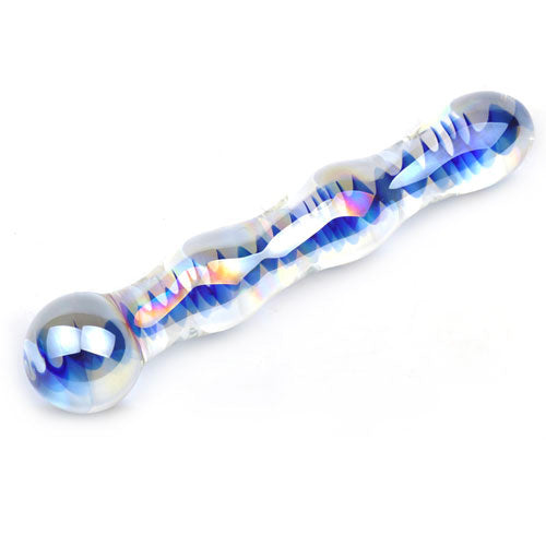 Blue Wavy Glass Dildo - Eroticon Ltd