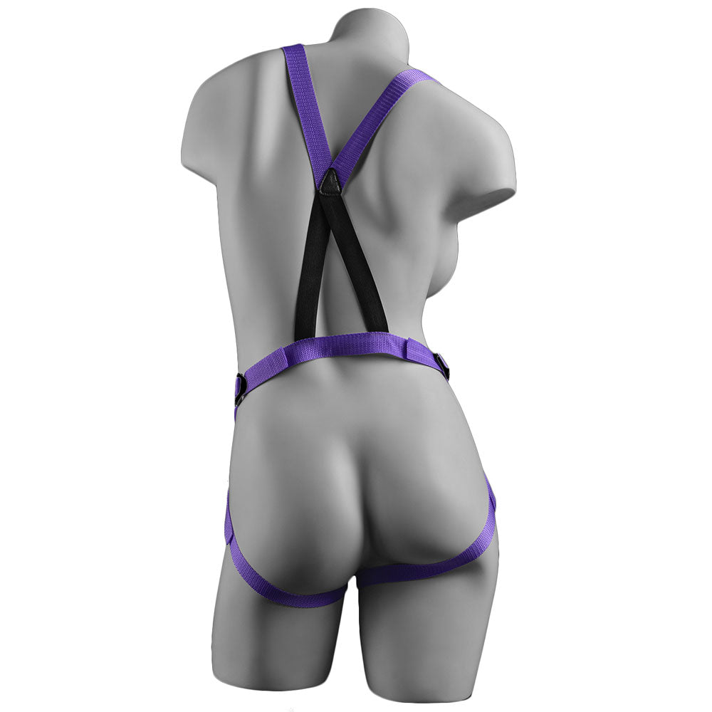 Dillio Strap On Suspender Harness With Silicone 7 Inch Purple Do - Eroticon Ltd