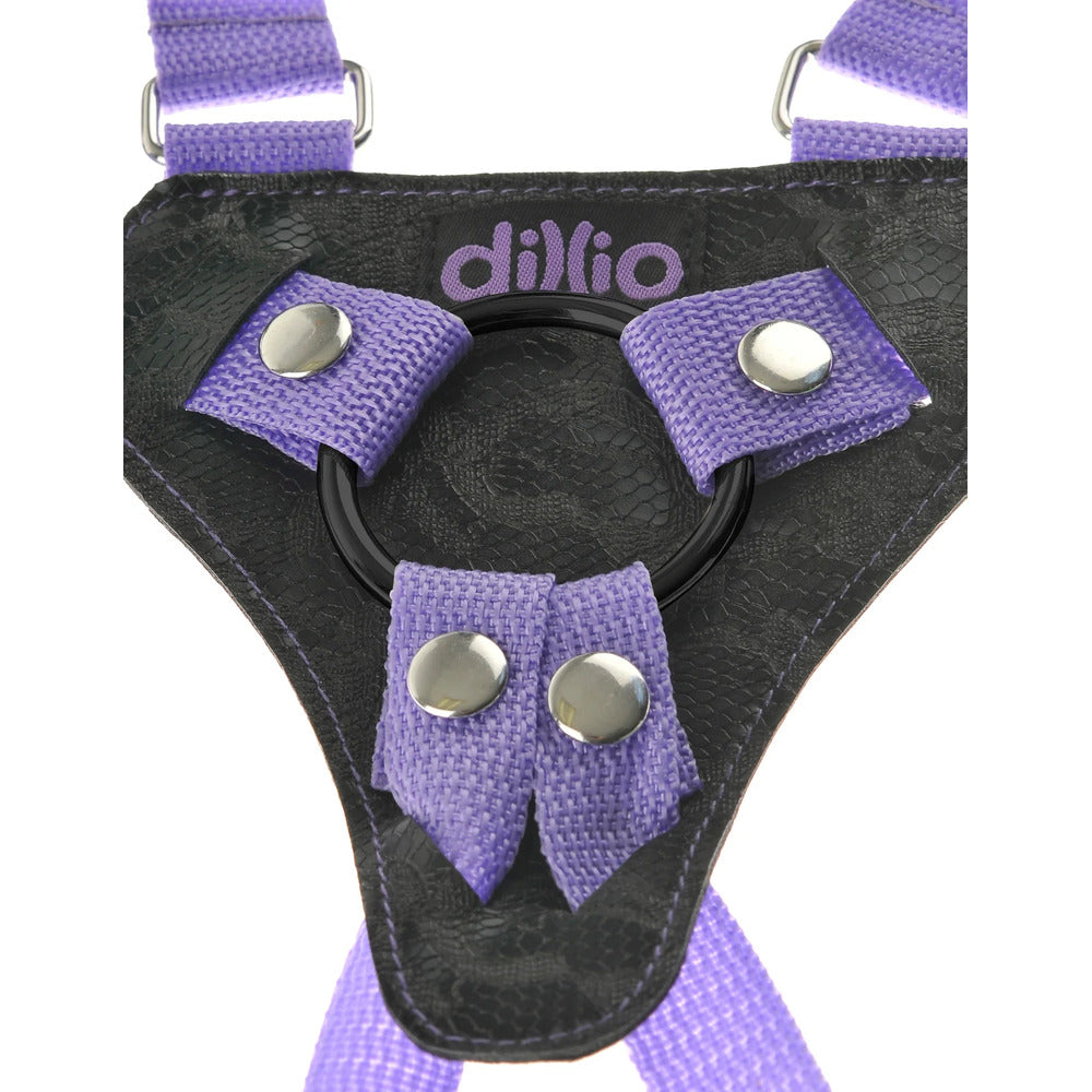 Dillio Strap On Suspender Harness With Silicone 7 Inch Purple Do - Eroticon Ltd
