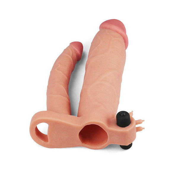 Lovetoy 3 Inch Vibrating Double Extender Flesh Pink - Eroticon Ltd