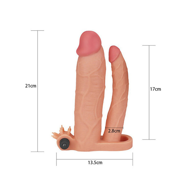 Lovetoy 3 Inch Vibrating Double Extender Flesh Pink - Eroticon Ltd