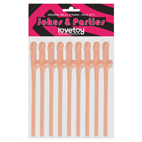 Lovetoy Pack Of 9 Willy Straws Flesh Pink - Eroticon Ltd