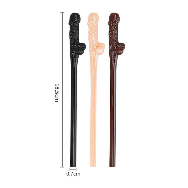 Lovetoy Pack Of 9 Willy Straws Black Brown And Pink - Eroticon Ltd