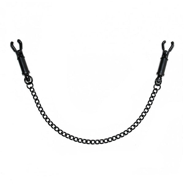 Black Metal Adjustable Nipple Clamps With Chain - Eroticon Ltd