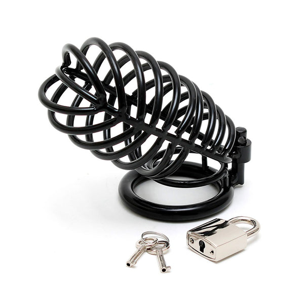 Black Metal Male Chastity Device With Padlock - Eroticon Ltd