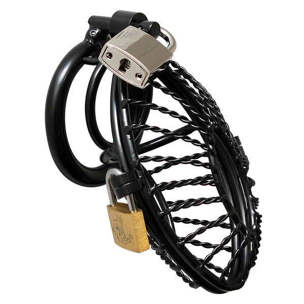 Opening Metal Male Chastity Device With 2 Padlocks - Eroticon Ltd