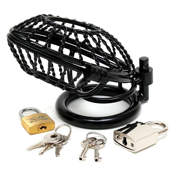 Opening Metal Male Chastity Device With 2 Padlocks - Eroticon Ltd
