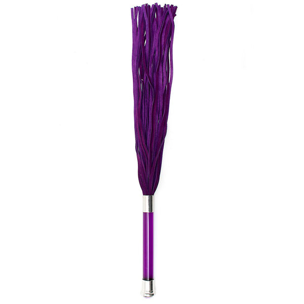 Purple Suede Flogger With Glass Handle And Crystal - Eroticon Ltd