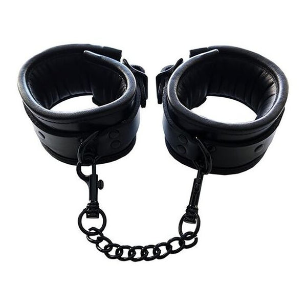 Rouge Padded Leather Ankle Cuffs Black - Eroticon Ltd