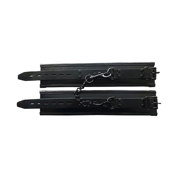 Rouge Padded Leather Ankle Cuffs Black - Eroticon Ltd