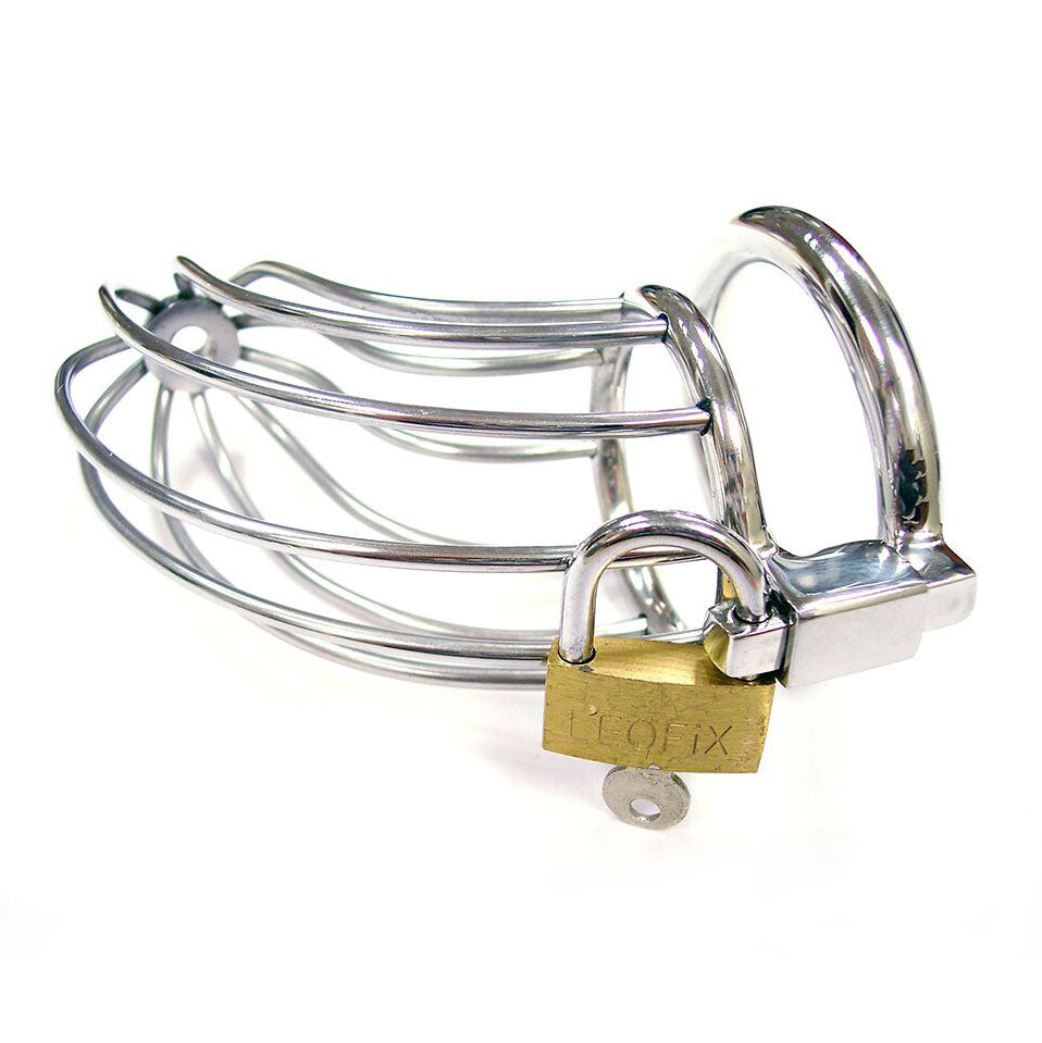 Rouge Stainless Steel Chasity Cock Cage With Padlock - Eroticon Ltd