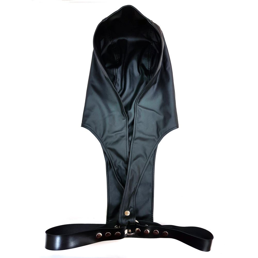 Rouge Leather Harness with Faux Leather Hoodie - Eroticon Ltd