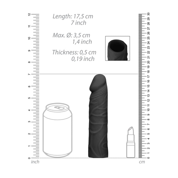 RealRock 7 Inch Penis Sleeve Black - Eroticon Ltd