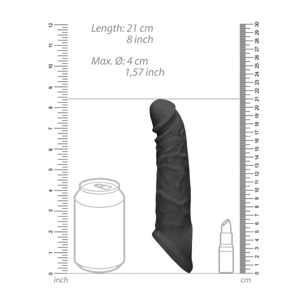 RealRock 8 Inch Penis Sleeve Black - Eroticon Ltd