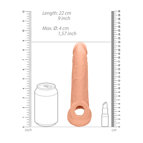 RealRock 9 Inch Penis Sleeve Flesh Pink - Eroticon Ltd