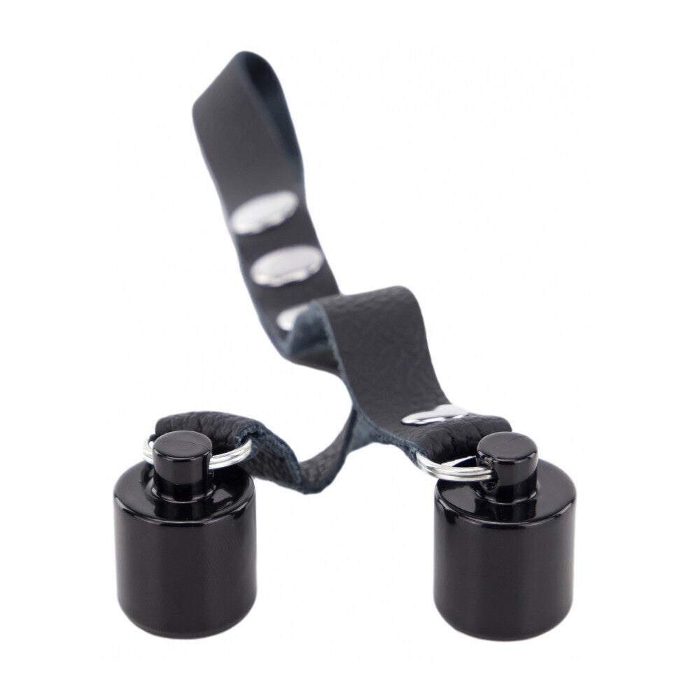 The Red Leather Ball Stretcher With Weights 2 X 50g - Eroticon Ltd